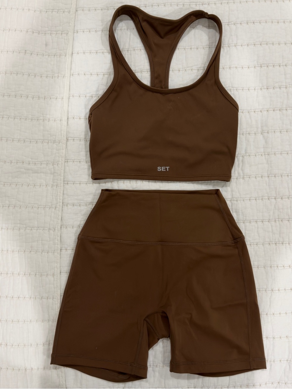 SET Active Brown Athletic Shorts & Crop Sports Set - Picture 1 of 6